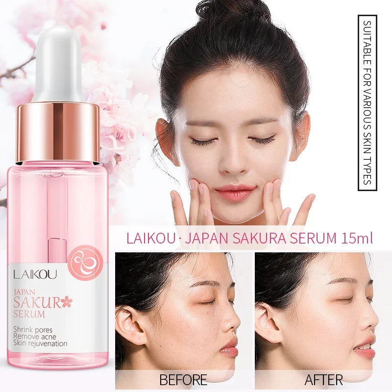 LAIKOU Sakura Face Serum 30ml – Pore-Minimizing & Hydrating Face Essence Serum QXL