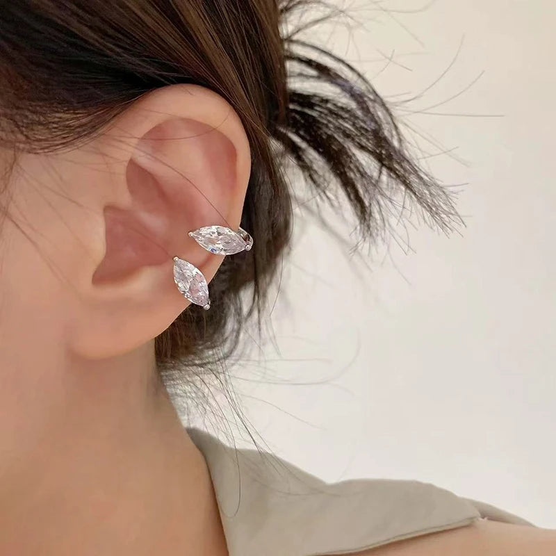 Zircon Tassel Ear Cuff Clip Earrings | No Piercing Needed Clip-On Earrings QXL