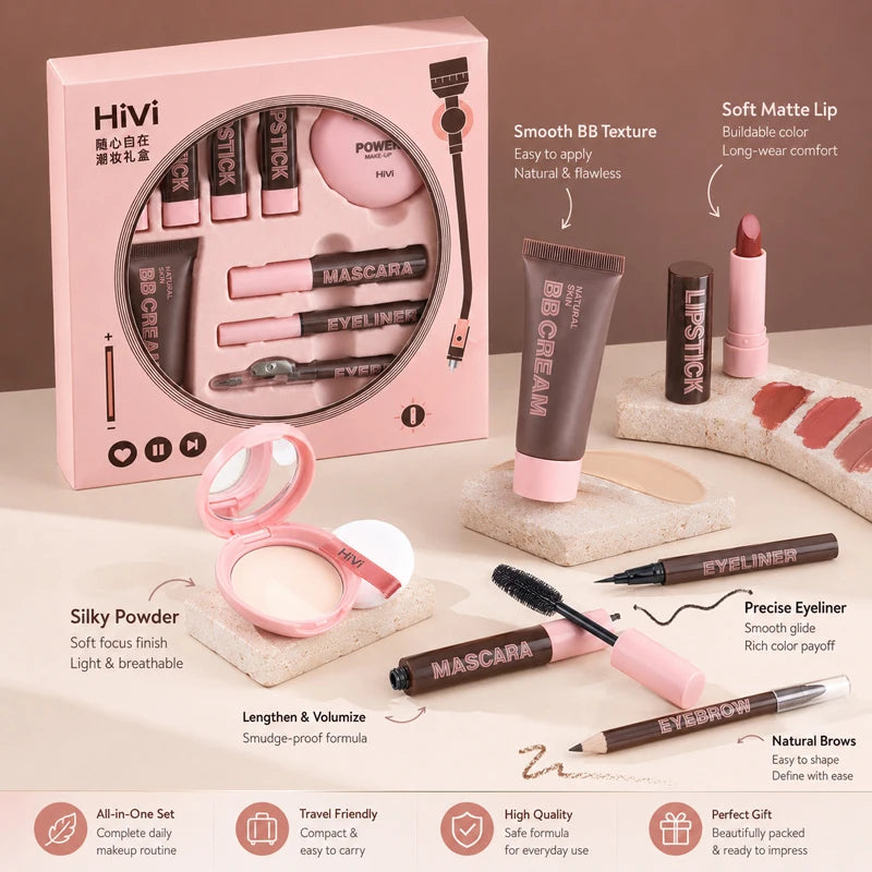 9-Piece Makeup Gift Set | Lipstick, Mascara, BB Cream Kit Makeup Gift Set QXL
