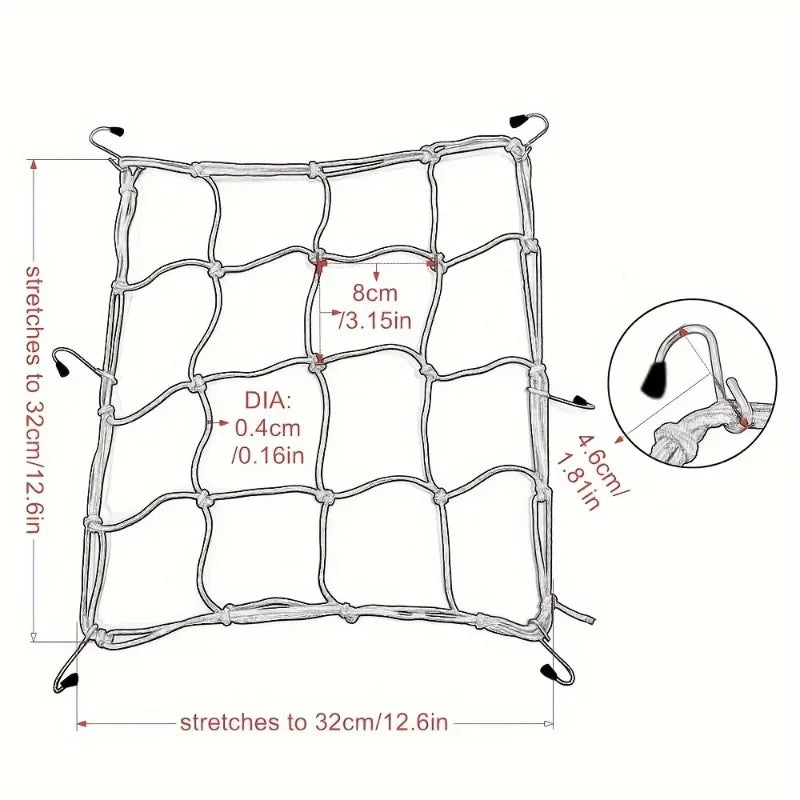 Universal Motorcycle Cargo Net | Reflective Luggage & Helmet Net Motorcycle Cargo Net QXL