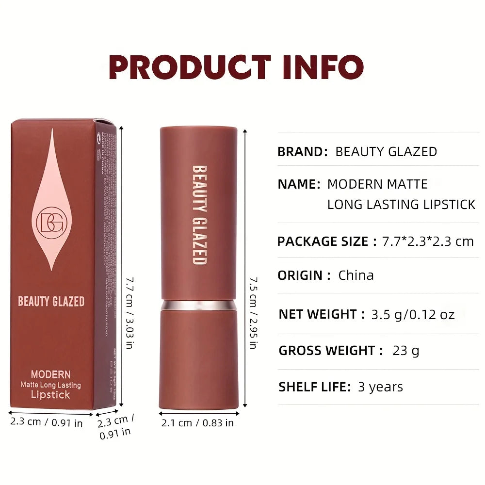 BEAUTY GLAZED Matte Dark Brown Lipstick | Long-Lasting Matte Lipstick QXL