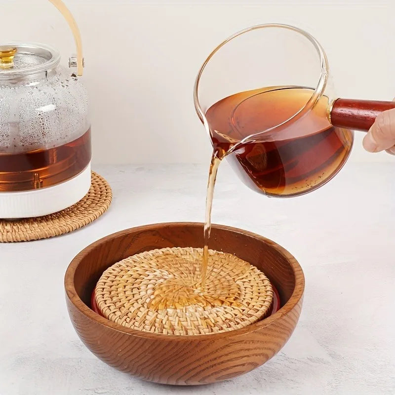 Autumn Rattan Braided Coaster | Elegant Home Decor Tableware Table Coaster QXL