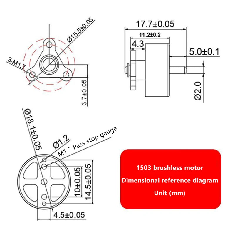 1503 Brushless Motor 2750KV 3.7V–7.4V for FPV Drone & RC Quad Brushless Motor QXL