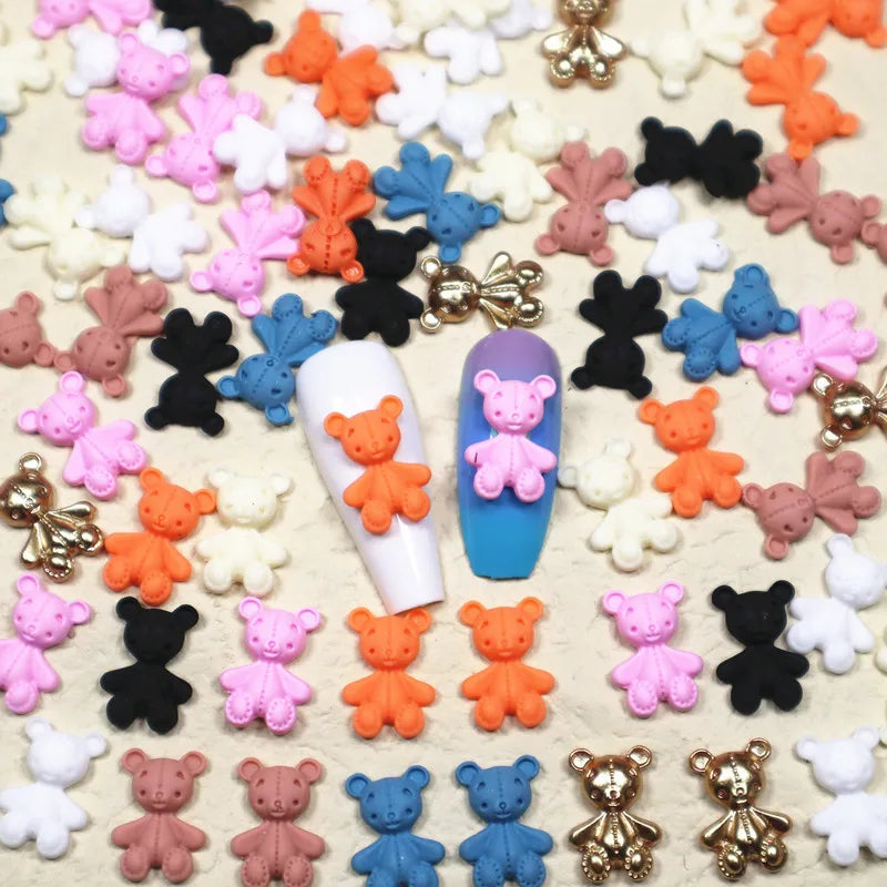 20-Pack 3D Kawaii Bear Resin Nail Art Charms | DIY Nail Decor 3D Nail Art Charms QXL