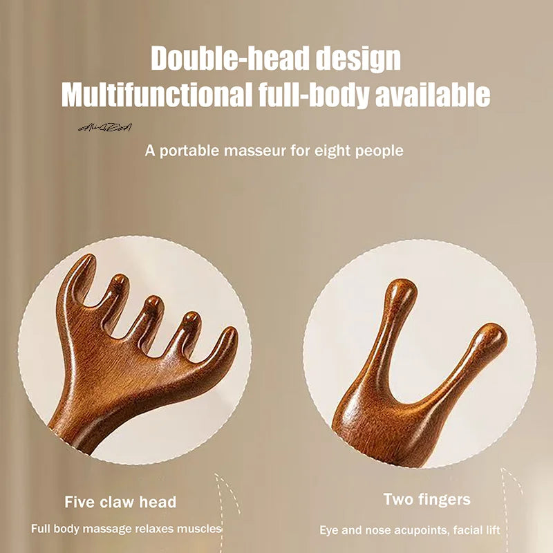Sandalwood Deer Antler Wide Tooth Comb & Scalp Massager Scalp Massage Comb QXL