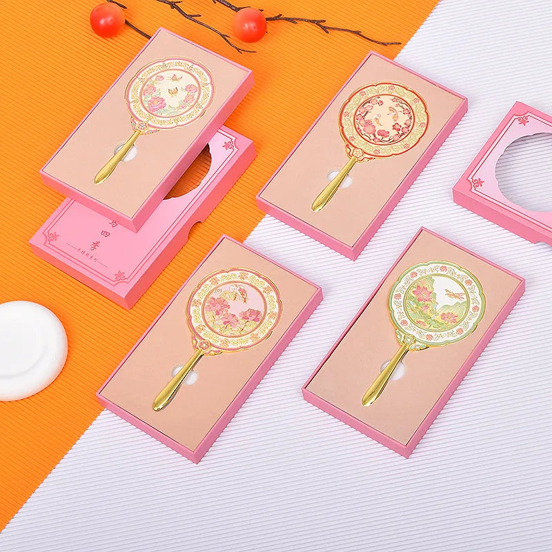 Floral Handheld Mirror in Gift Box | Metal Makeup Mirror Handheld Makeup Mirror QXL