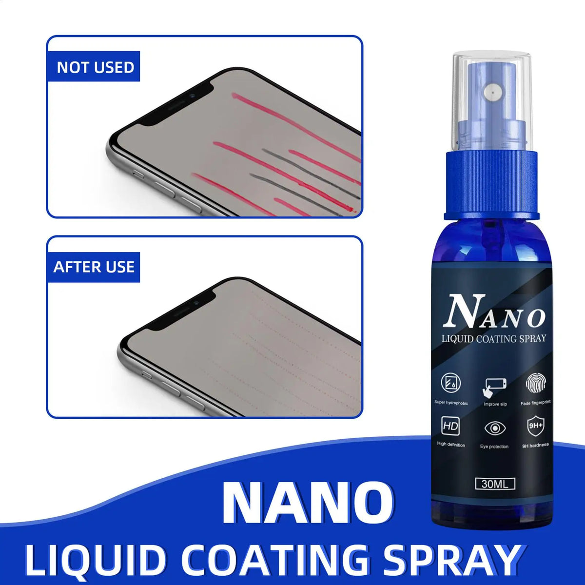 30ml Liquid Screen Protector Spray – Hydrophobic Anti-Scratch Liquid Screen Protector QXL