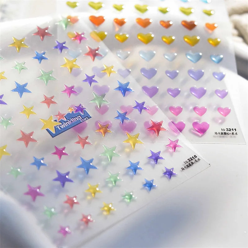 5D Kawaii Jelly Nail Stickers – Heart Star Peach Decals Nail Art Stickers QXL