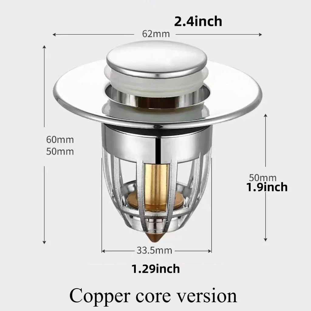 Stainless Steel Pop-Up Drain Stopper | Anti-Odor Sink Filter Drain Stopper QXL Silver 1pc