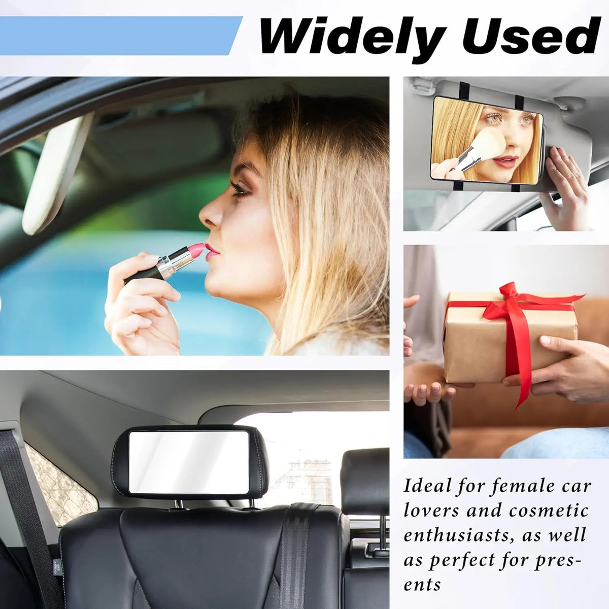 Car Sun Visor Makeup Mirror with Straps | Universal Fit Car Visor Mirror QXL