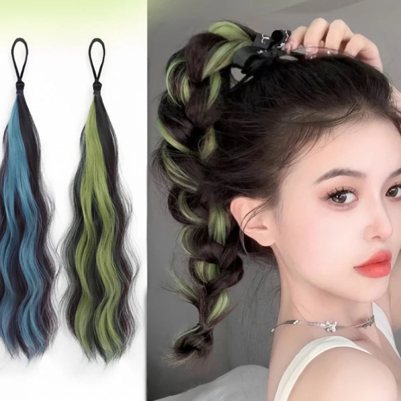 Self-Winding Bun Braid Wig | Colorful Synthetic Ponytail Synthetic Braid Wig QXL