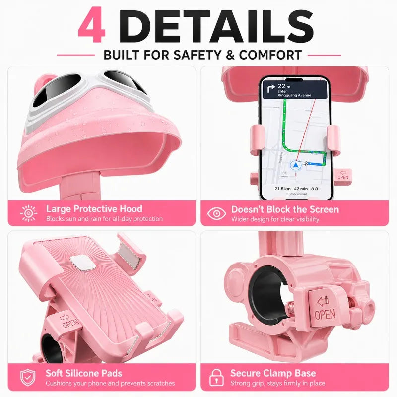 Scooter Phone Holder with Sun & Rain Cover | Handlebar Mount Handlebar Phone Mount QXL