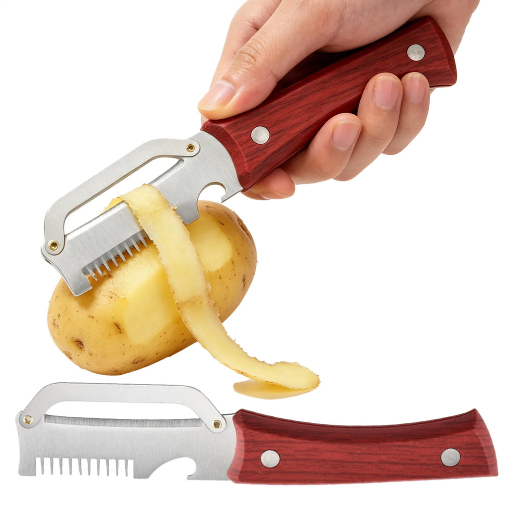 3-in-1 Stainless Steel Vegetable Peeler & Scallion Cutter Vegetable Peeler QXL