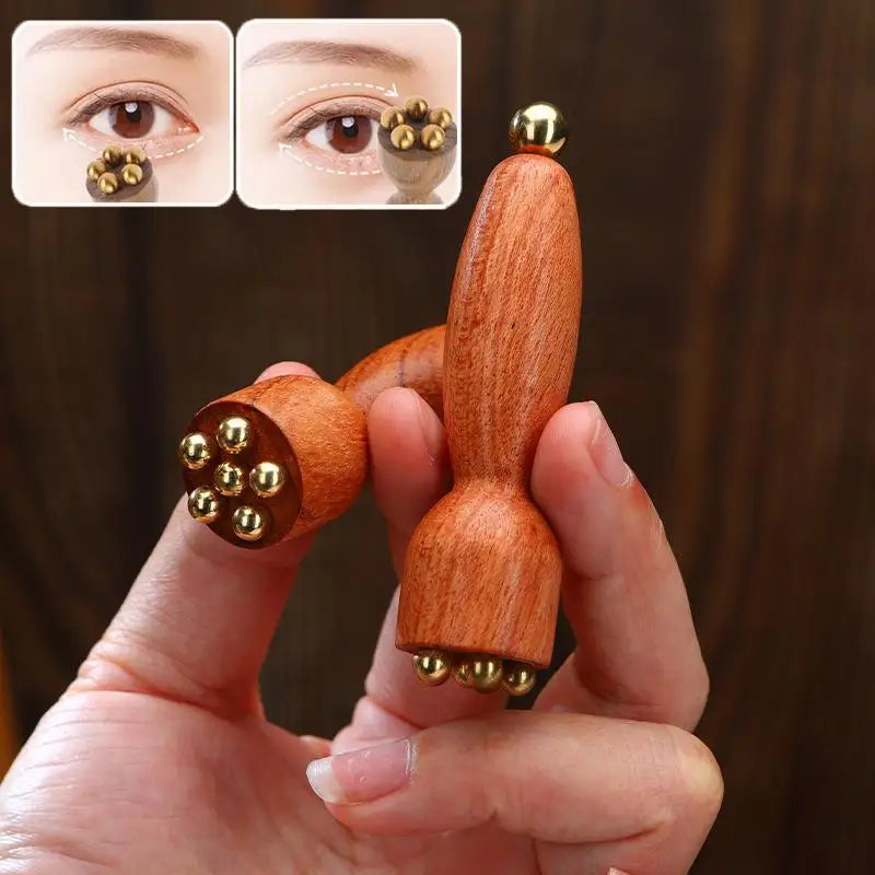 Brass & Rosewood Eye Gua Sha Stick | Facial Acupoint Massager Facial Gua Sha Tool QXL