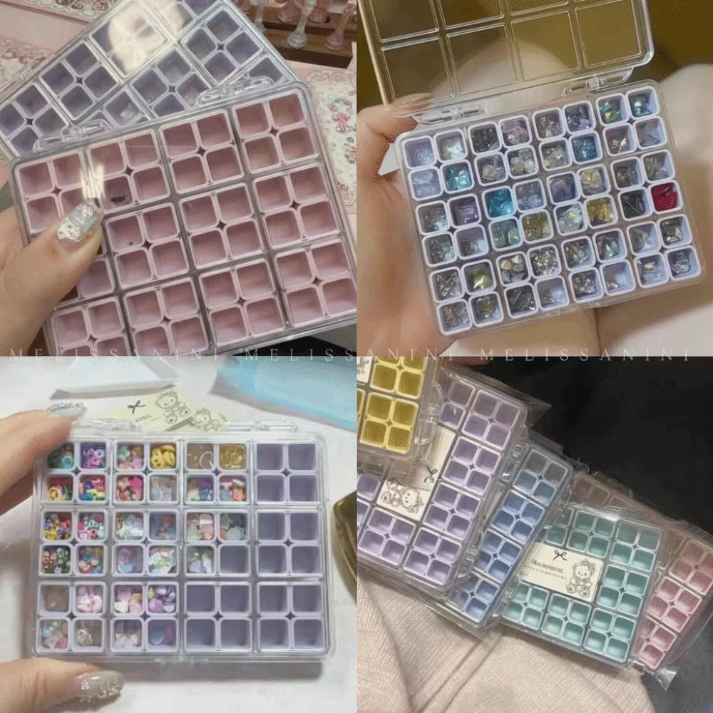 48-Grid Transparent Nail & Jewelry Storage Box Organizer Nail Storage Organizer QXL