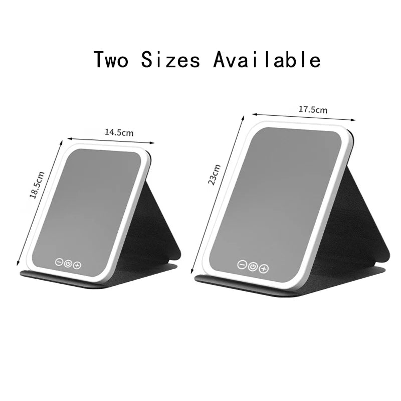 Foldable LED Makeup Mirror | 3-Color Touch Control, USB-C LED Makeup Mirror QXL