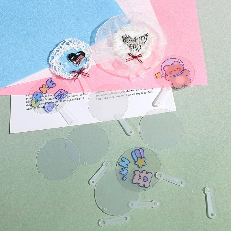 50-Pack Mini Blank Transparent DIY Hand Fans – Party Favors DIY Craft Fans QXL