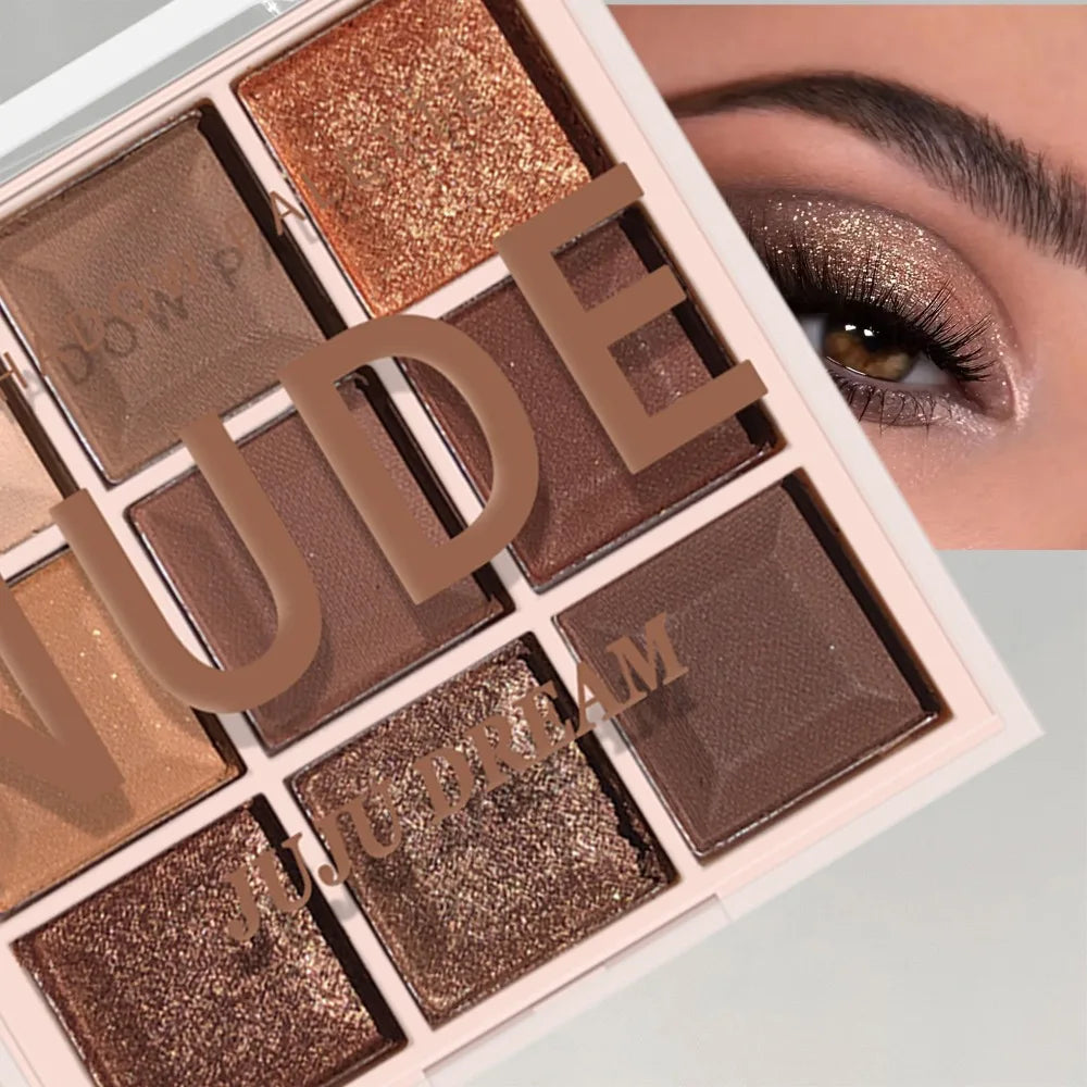 9-Color Chocolate Eyeshadow Palette | Matte & Shimmer Nude Eyeshadow Palette QXL