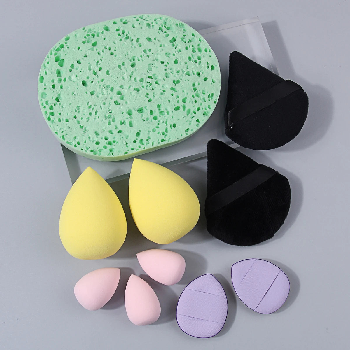10-Pc Makeup Sponge & Powder Puff Set | All-in-One Kit Makeup Sponge Set QXL