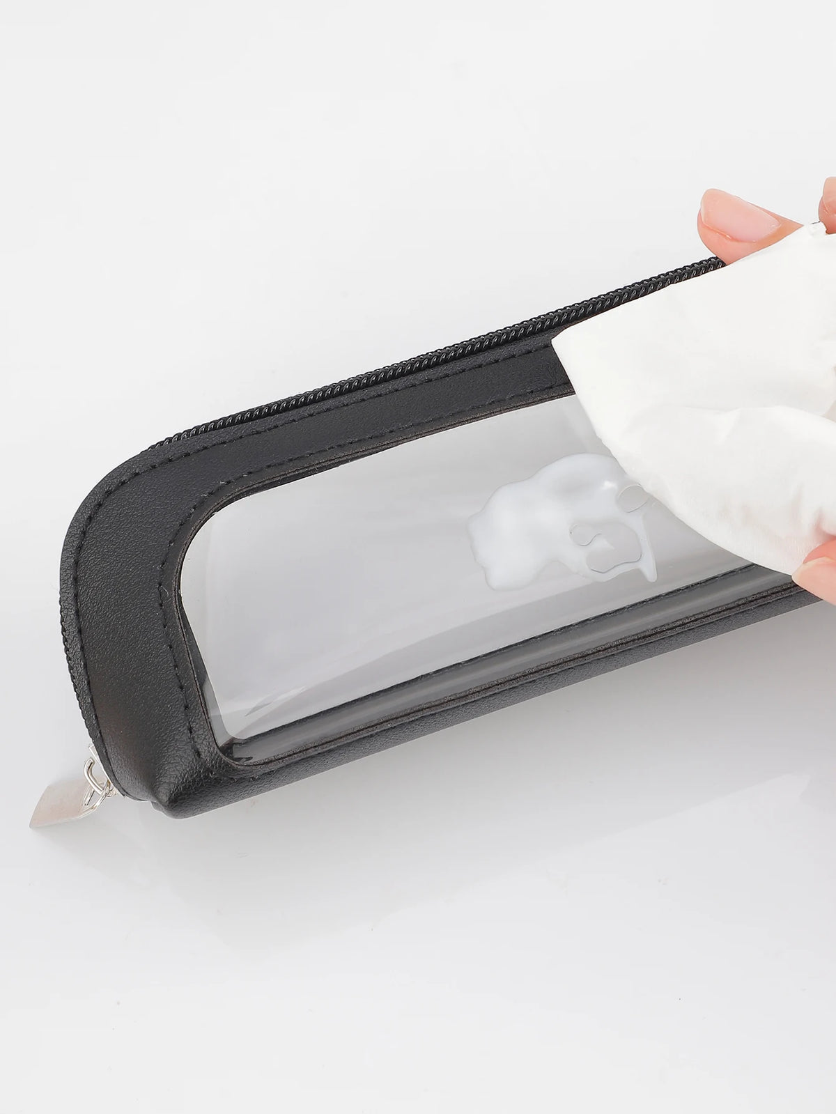 Clear PU Leather Makeup Brush Bag | Travel Cosmetic Organizer Makeup Brush Bag QXL