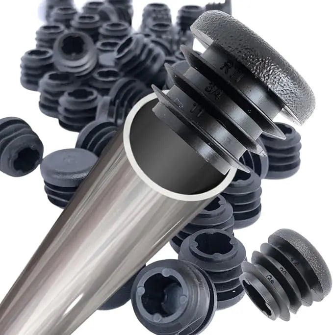 8-Pack Black Round Plastic Tube End Caps | Pipe Plugs 10–60mm Tube End Caps QXL 16mm