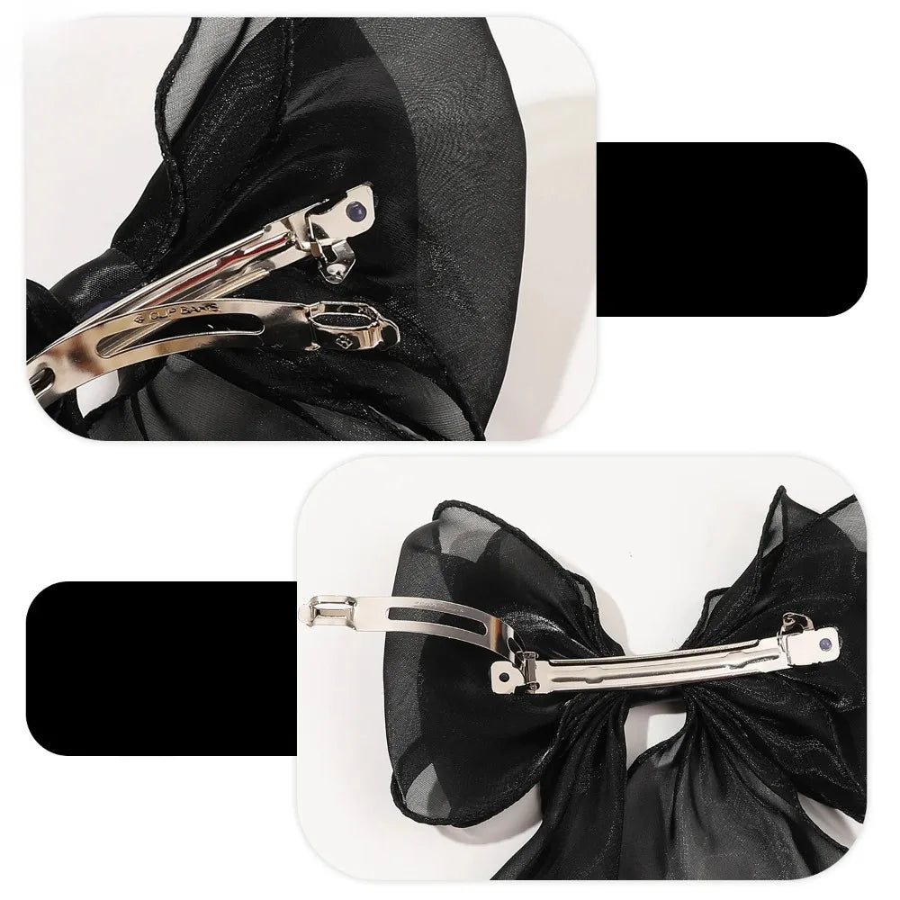 Large Chiffon Bow Hair Clip | Satin Bowknot Barrette Women Bow Hair Clip QXL