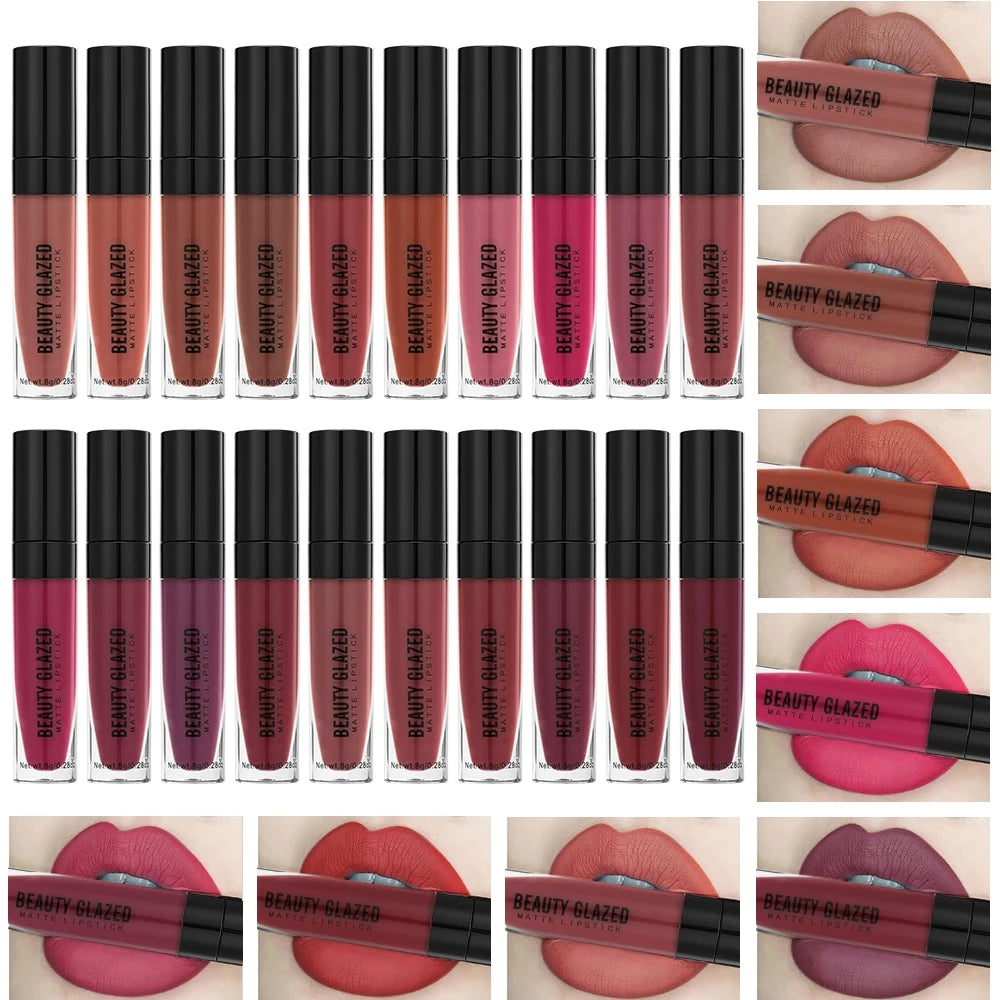 Beauty Glazed 20-Color Matte Lipstick | Waterproof Lip Tint Matte Lipstick QXL