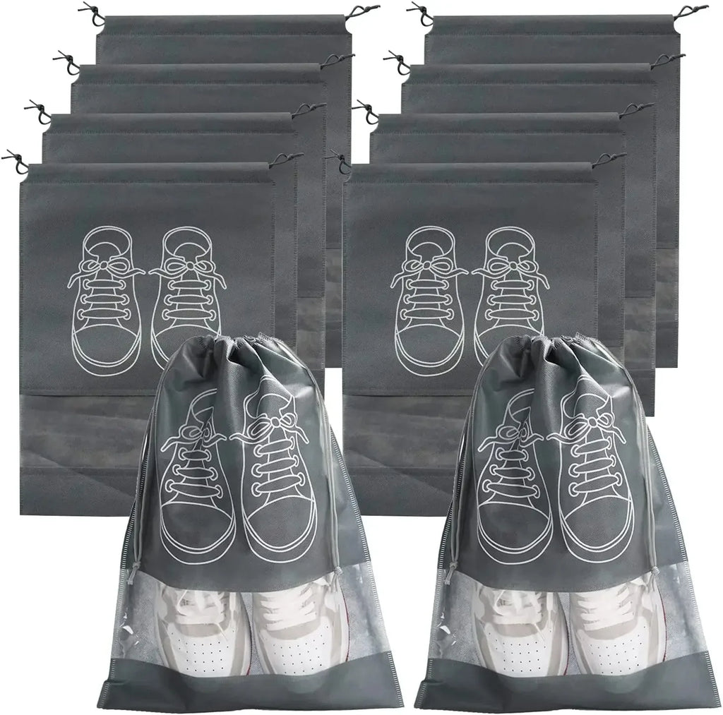 10-Pack Transparent Non-Woven Shoe Storage Bags with Zipper Shoe Storage Bags QXL gray 10pcs