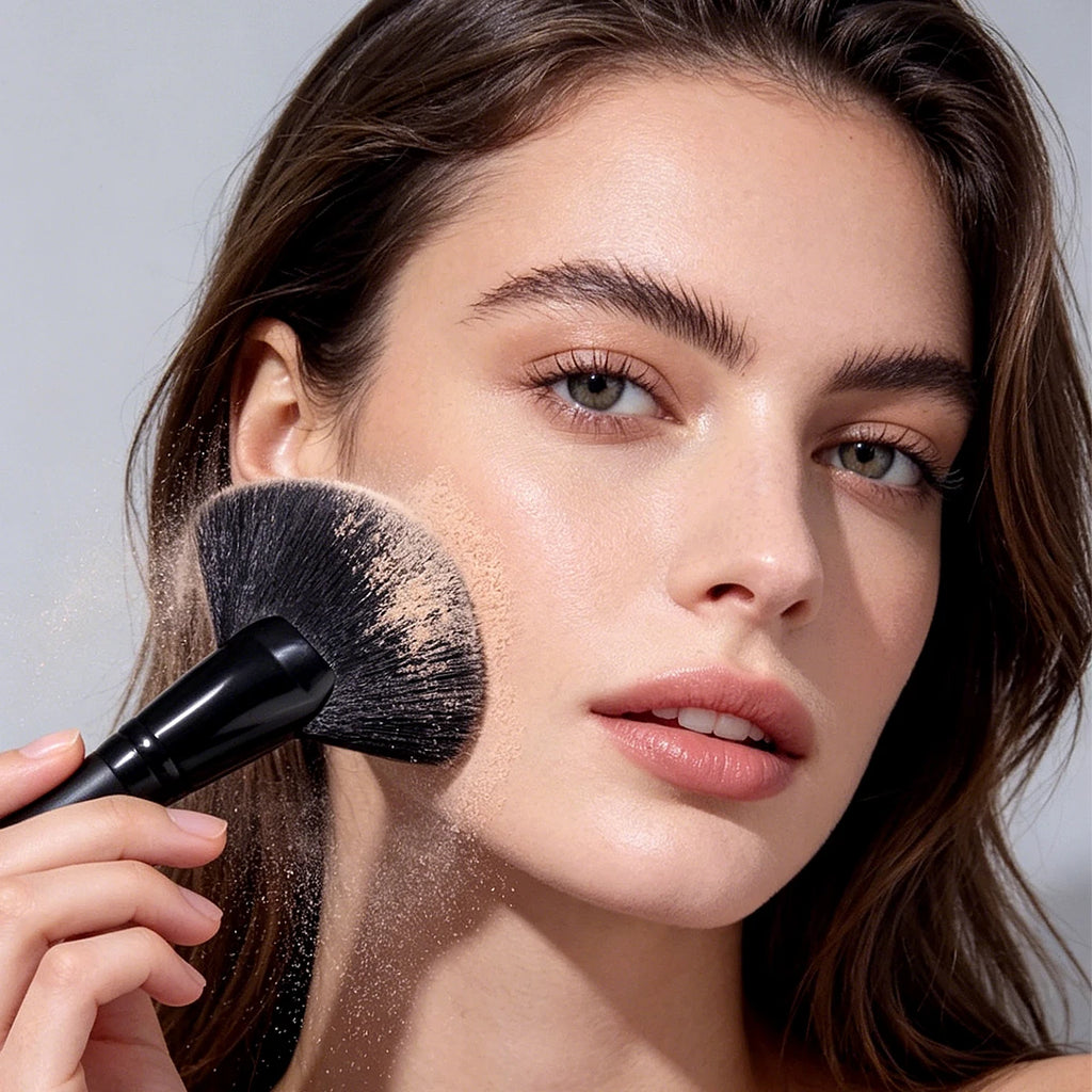 KOSSHOW Fan Highlighter Brush – Ultra-Soft Nylon, Wood Handle Fan Highlighter Brush QXL