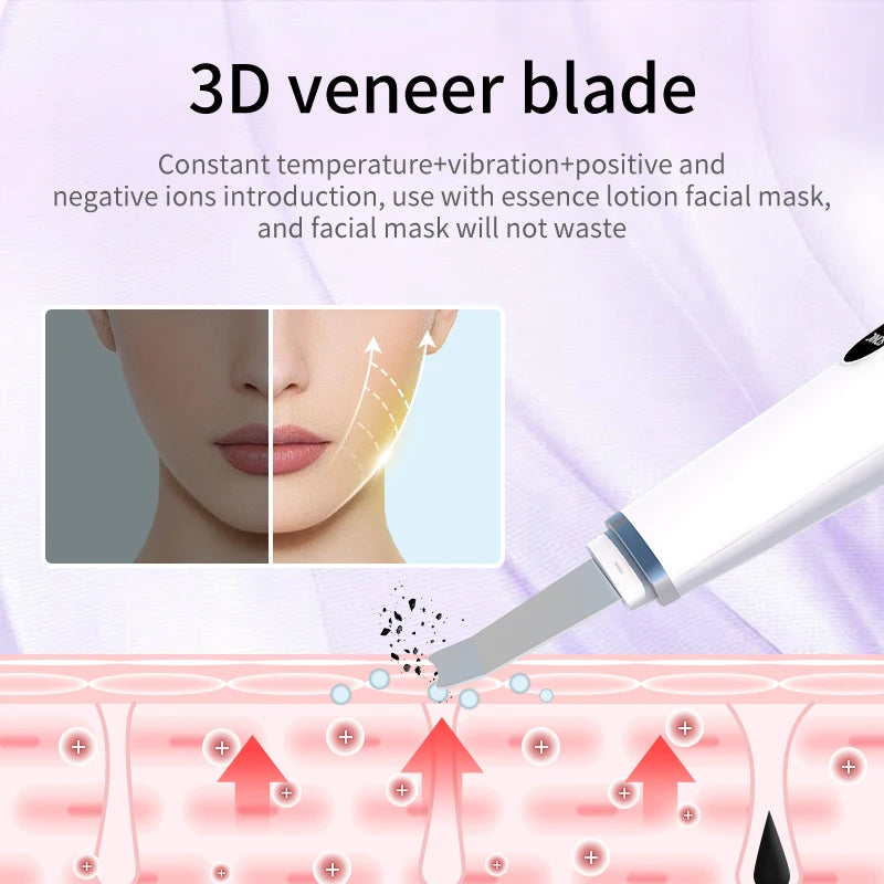 Ultrasonic Skin Scrubber | 4-Mode Facial Cleansing Spatula Facial Cleansing Spatula QXL