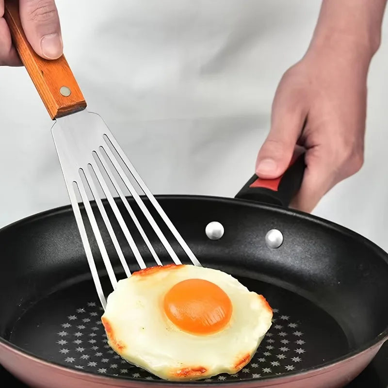 Stainless Steel Non-Slip Frying Spatula | Fish Egg Steak Frying Spatula QXL