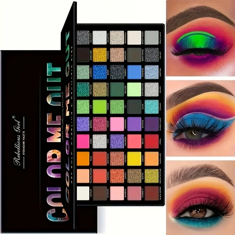 50-Color Eyeshadow Palette | Matte, Shimmer & Glitter Shades Eyeshadow Palette QXL