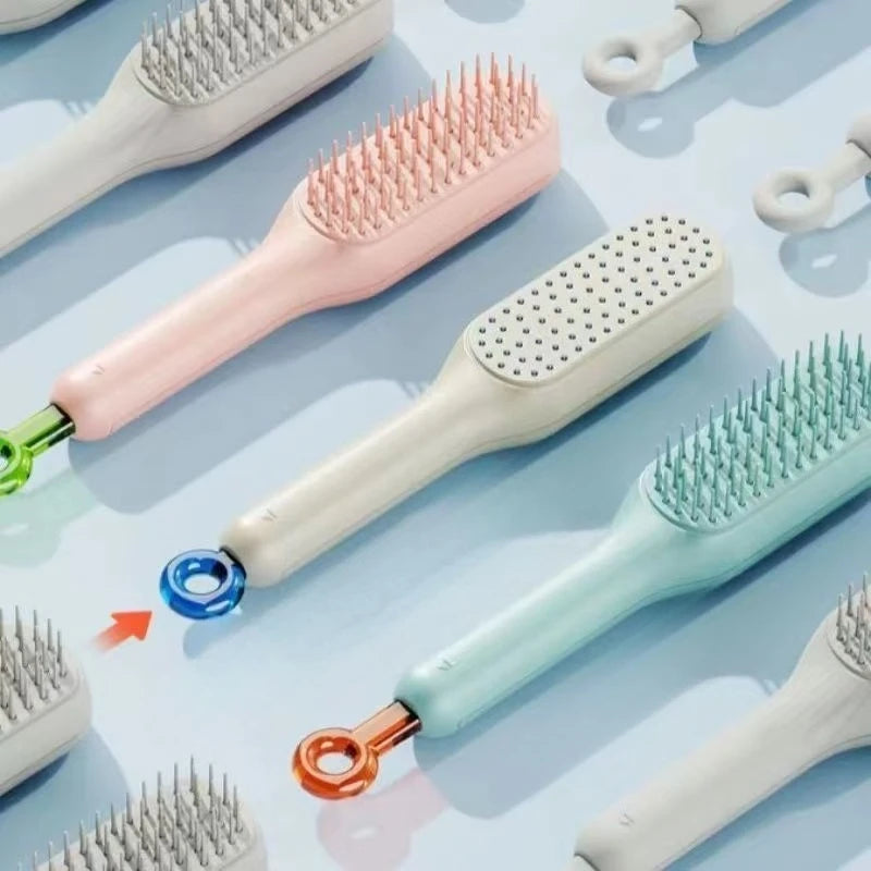 Self-Cleaning Anti-Static Scalp Massage Hairbrush | Retractable Scalp Massage Hairbrush QXL