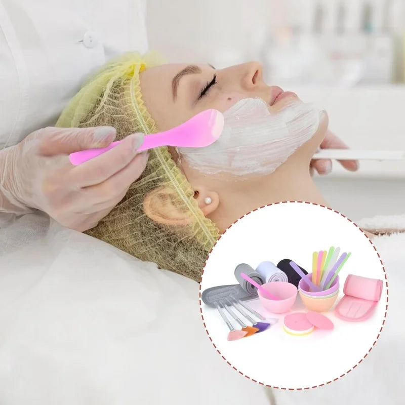 17-Pc Silicone Face Mask Mixing Bowl Brush & Spoon Set Mask Mixing Tool Set QXL