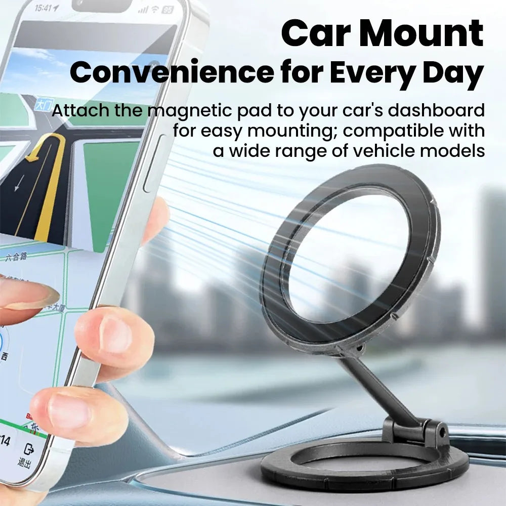 Magnetic Foldable Phone Stand 360° | Universal Car & Desk Mount Magnetic Phone Stand QXL