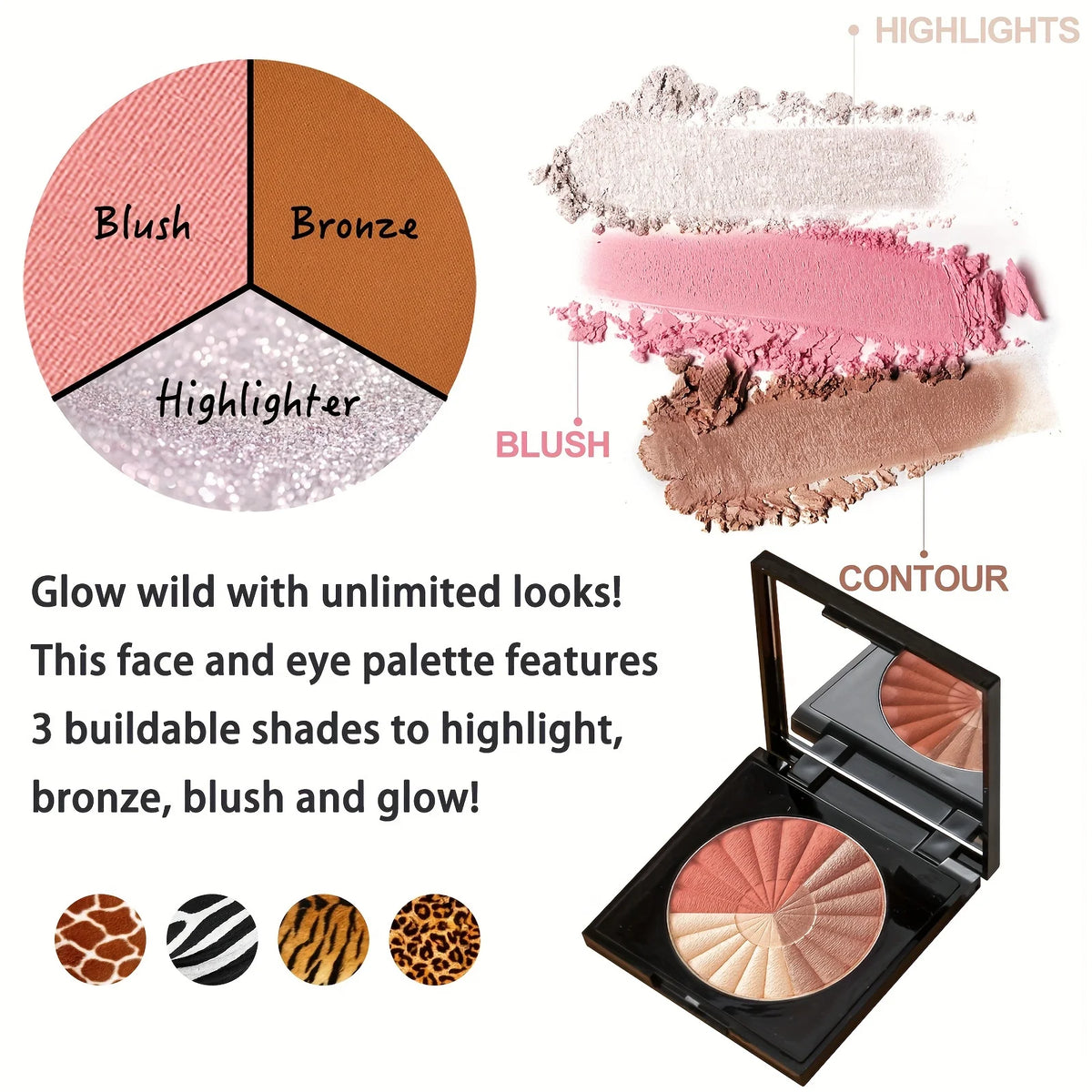 SU YAMMY 3-in-1 Blush Bronzer Highlighter Palette | Matte & Shimmer Blush Bronzer Palette QXL