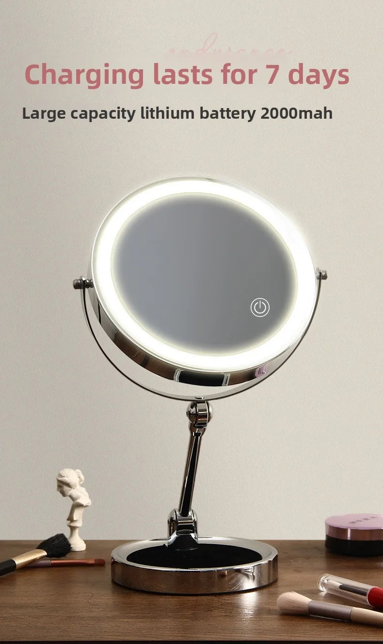 8-Inch Lighted Makeup Mirror | 5x 7x 10x Magnification, 3 Colors Lighted Makeup Mirror QXL
