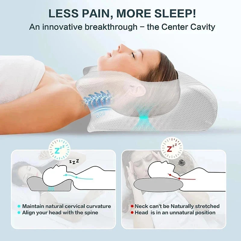 Memory Foam Cervical Contour Pillow | Ergonomic Neck Support Cervical Contour Pillow QXL