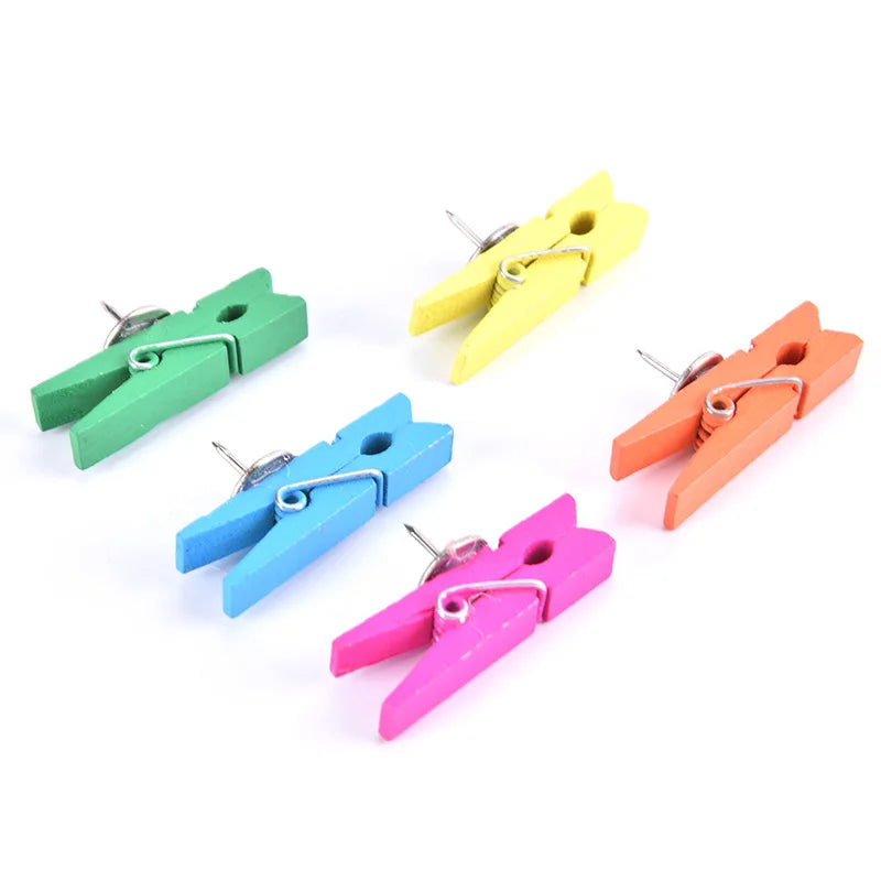20-Pack Wooden Clip Push Pins for Cork Boards & Bulletin Boards Decorative Push Pins QXL