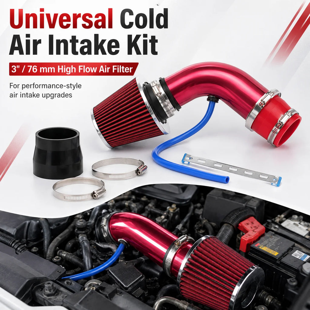 3" 76mm Universal Cold Air Intake Kit | High-Flow Cone Filter Cold Air Intake Kit QXL
