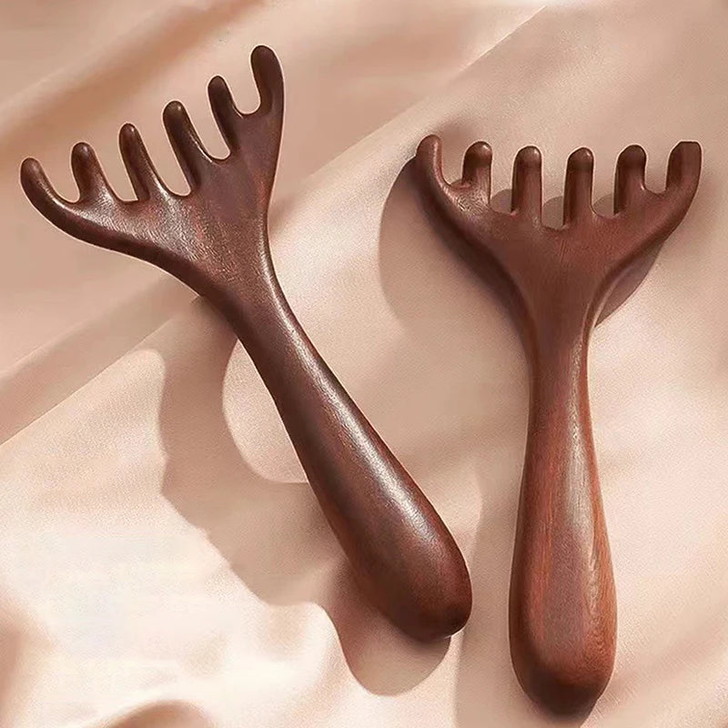 Sandalwood Deer Antler Scalp Massager & Gua Sha Wide Tooth Comb Scalp Massager Comb QXL