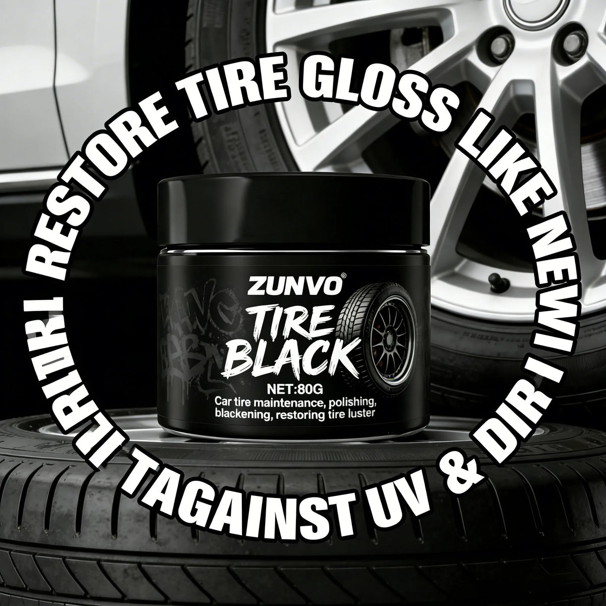 Tire Black Cream | Car Tire Polishing & Luster Restorer Tire Care Cream QXL