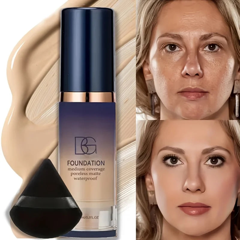 2-Pc Liquid Foundation & Powder Puff Makeup Set Foundation Makeup Set QXL