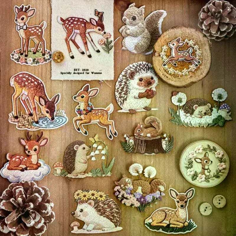40-Pack Embroidered Animal Stickers for Scrapbooking & DIY Decorative Craft Stickers QXL