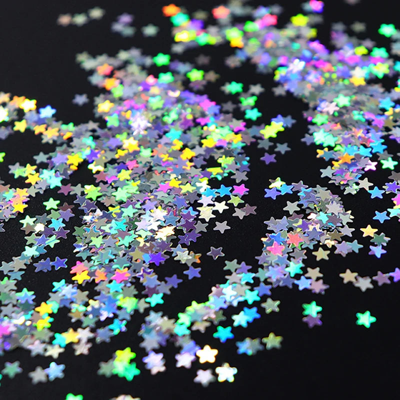 Holographic Star Nail Glitter Mix 3mm | Laser Sequins Art Nail Art Glitter QXL