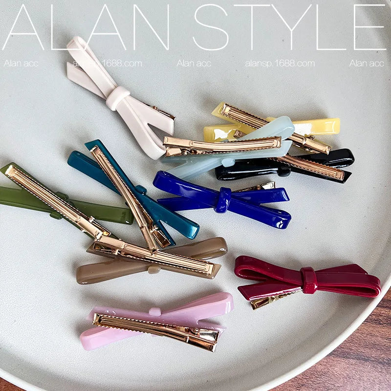 Japanese Bow Hair Clips | Acetate Jelly Color Side Clip Bow Hair Clip QXL