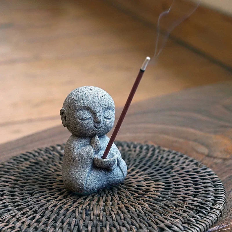 Japanese Jizo Monk Incense Holder | Zen Resin Figurine Incense Holder Figurine QXL
