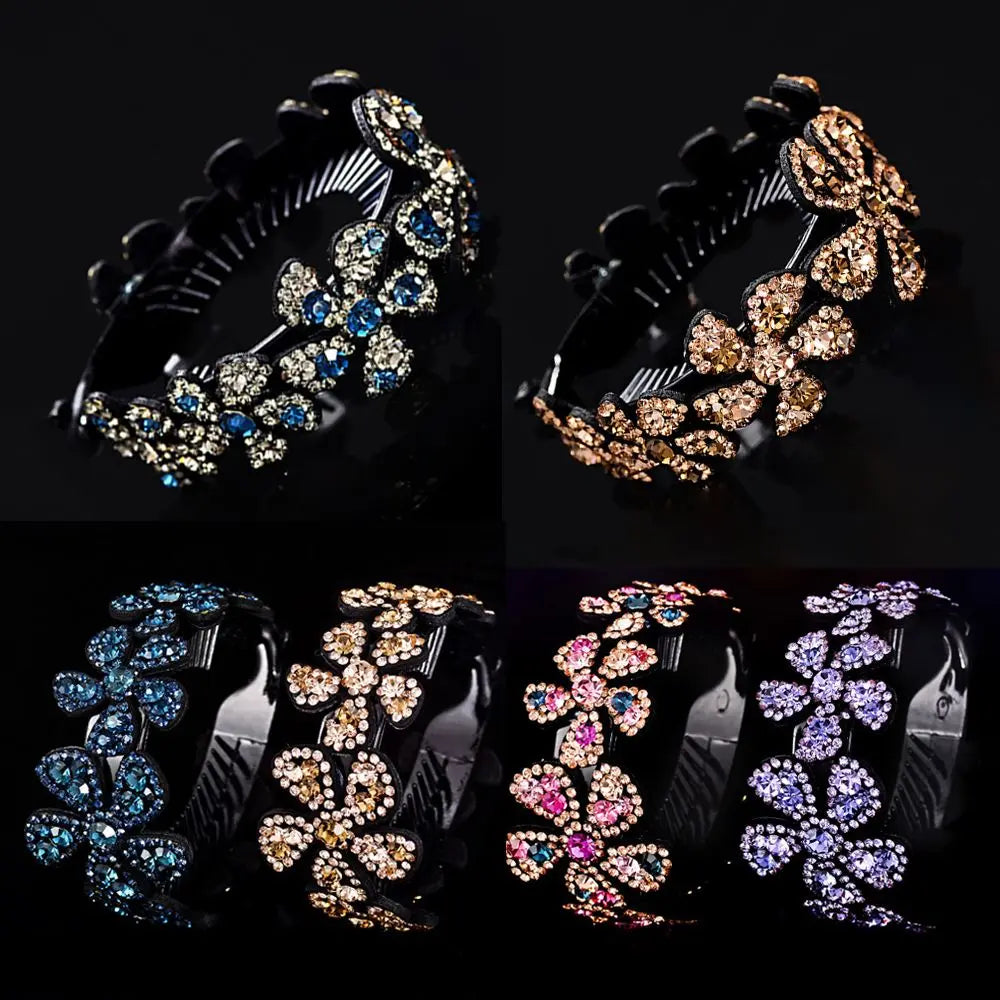 Rhinestone Flower Hair Claw Clip | Crystal Bun Maker Hairpin Crystal Hair Claw Clip QXL