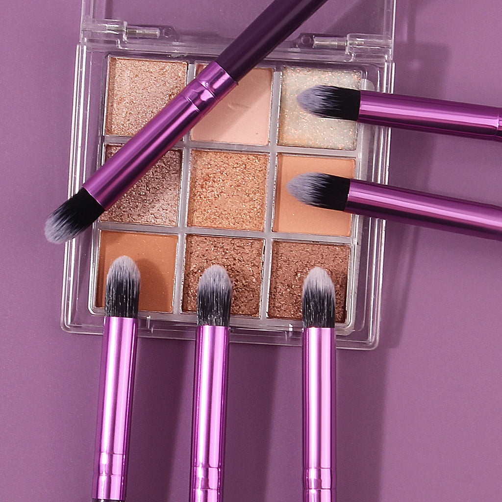6-Piece Purple Wooden Handle Soft Makeup Brush Set Makeup Brush Set QXL