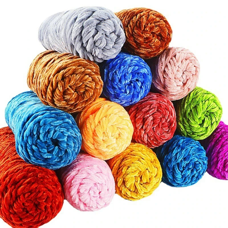 Chenille Velvet Yarn 95g 135m | Glossy Crochet Knitting Thread Chenille Velvet Yarn QXL